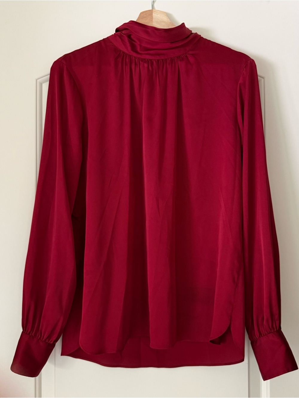 White House Black Market Womens Burgundy Red Mock Neck Long-Sleeve Blouse
